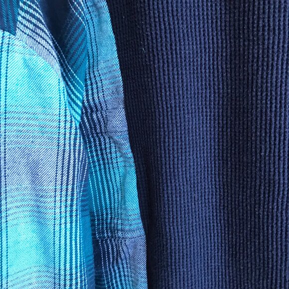 Reworked Flannel Tee, Size L-2XL: Upcycled Unisex Oversized Waffle Knit Shirt - Picture 4 of 8